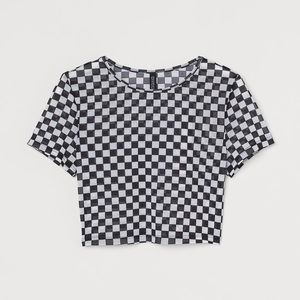 H&M Divided Checkered Crop Top NWT Size Small